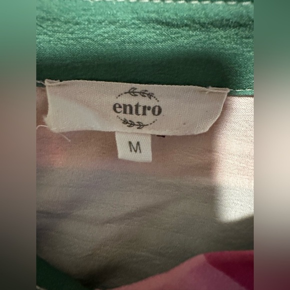 Entro Vibrant Colorful Long Sleeve Striped Button Down Blouse - Picture 6 of 9